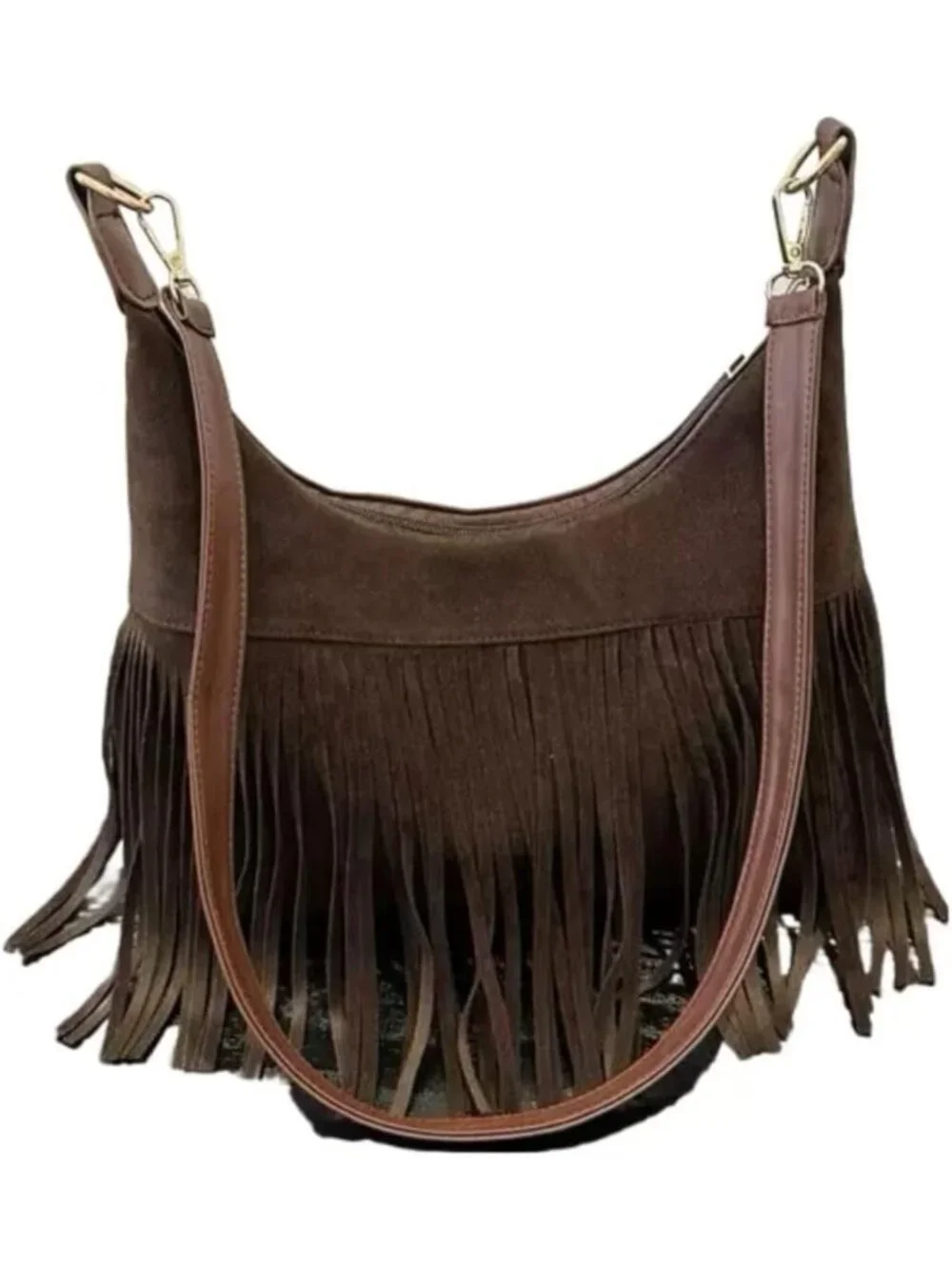 Chic Fringe Hobo Bag | Vegan Suede Shoulder Purse with Tassels | Western Style